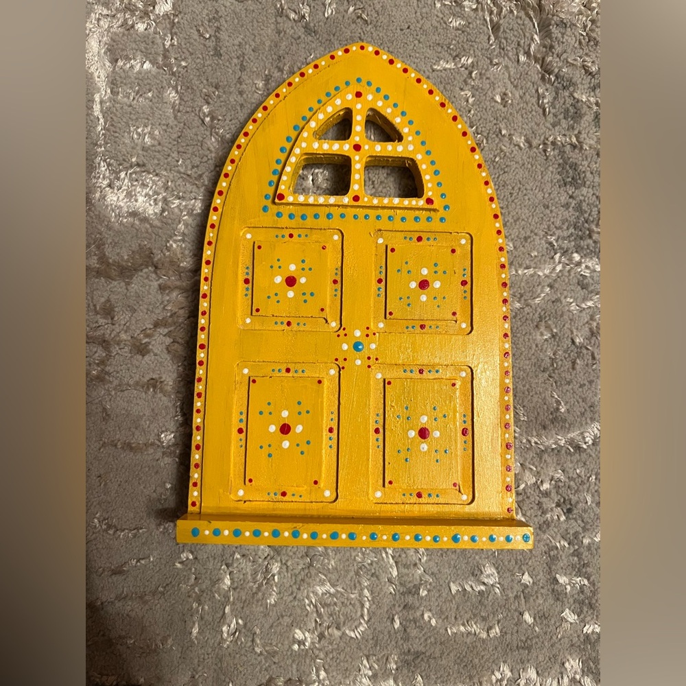 Handpainted Wooden Fairy Gnome Door Dot Painting